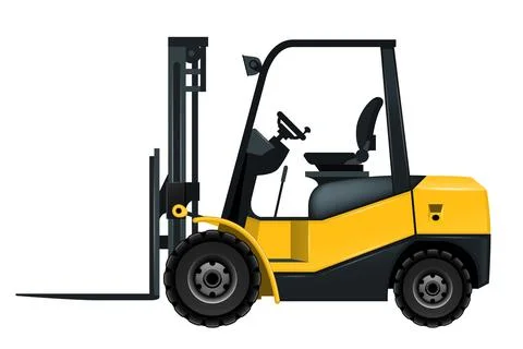 Forklift loading cargo pallet shipment at warehouse, freight industry warehou Stock Illustration