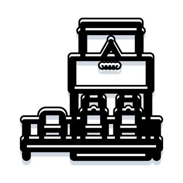 Forklift loading cargo shipping containers onto truck Stock Illustration