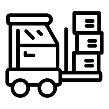 Forklift loading icon outline vector. Warehouse building barrel Stock Illustration