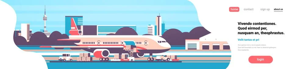 Forklift loading parcel boxes preparing flight aircraft airport air cargo Stock Illustration