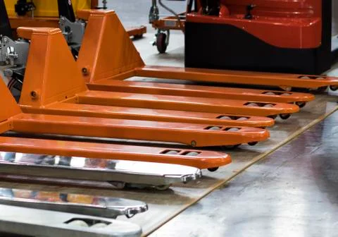 Forklift for logistics warehouse Stock Photos