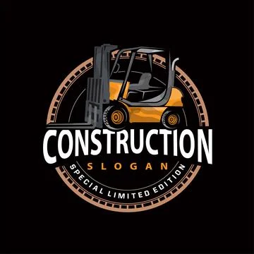 Forklift logo heavy vehicle vector design simple heavy equipment transporta.. Stock Illustration