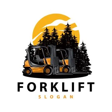 Forklift logo heavy vehicle vector design simple heavy equipment transporta.. Stock Illustration