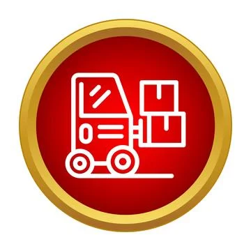 Forklift moving delivery boxes icon for logistics 스톡 일러스트