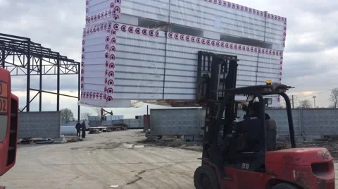 Forklift moving materials in shipping yard Stock Footage 48869455