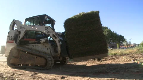 Forklift moving sod Video stock 57673773