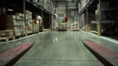 Forklift moving at warehouse Stock Footage 67336008