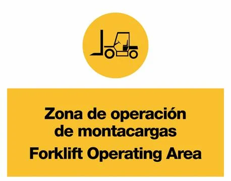 Forklift Operating Area Construction Warning Signage Set for Workplace Safety Stock Illustration