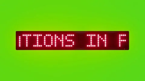 FORKLIFT OPERATIONS IN PROGRESS – KEEP CLEAR Scrolling Red Dot Matrix LED Text Stock Footage 317365313