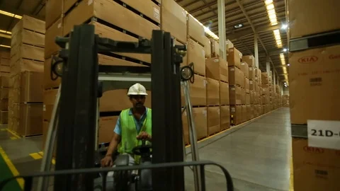 Forklift Operator In Action TimeLapse 스톡 동영상 123007971