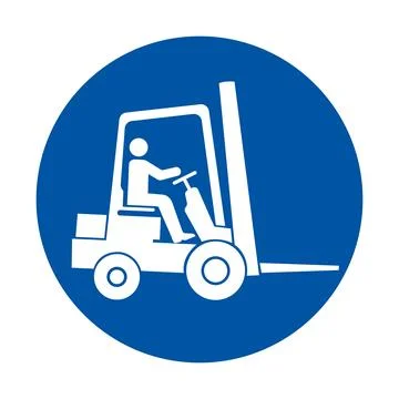 Forklift Operator Icon on Blue Background for Safety Signage Use イラスト素材