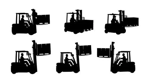Forklift Operator Silhouette Set Stock Illustration