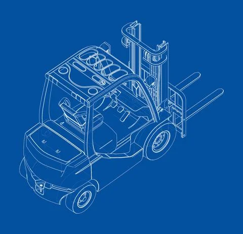 Forklift. Orthography Vector Stock Illustration