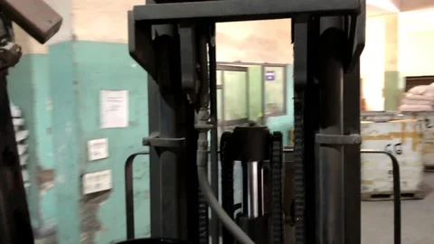 Forklift in packaging room Stock Footage 158439074