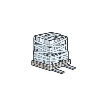 Forklift pallet with wrapped cargo boxes 库存插图