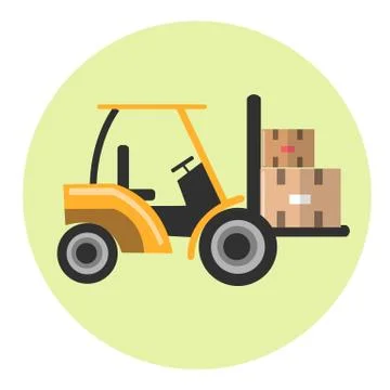 Forklift with parcel icon. Stock Illustration