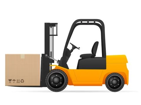 Forklift with pasteboard box Stock Illustration