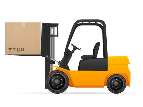 Forklift with pasteboard box Stock Illustration