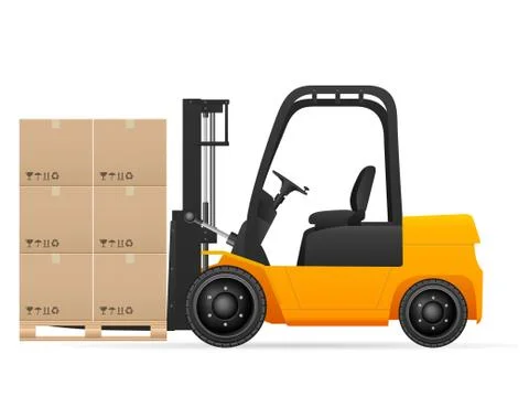 Forklift with pasteboard boxes Stock Illustration