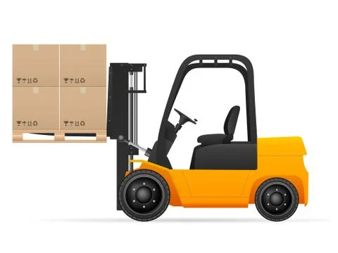 Forklift with pasteboard boxes Stock Illustration