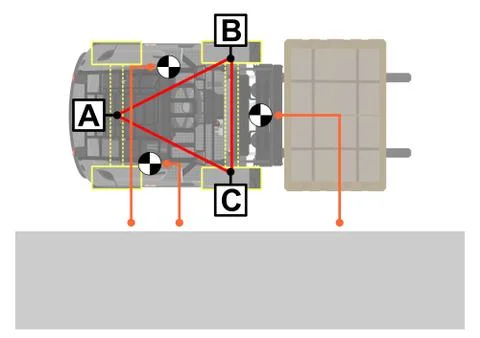 Forklift stability triangle. Illustrazione stock