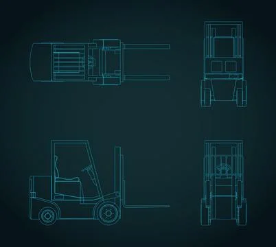 Forklift technical drawings Stock Illustration