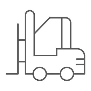 Forklift thin line icon, warehouse and shipping, vehicle sign, vector graphics Stock Illustration