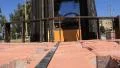 Forklift truck loader going with pavement dalles HD Footage