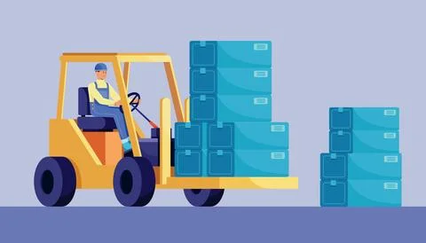 Forklift Truck Operator 스톡 일러스트