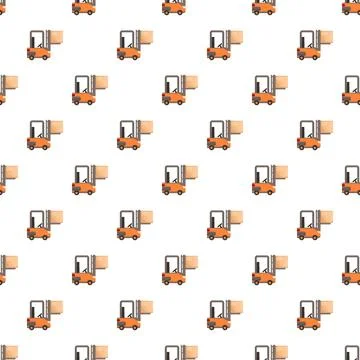 Forklift truck with package seamless pattern Stock Illustration