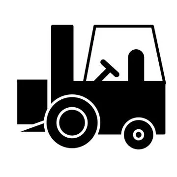 Forklift truck solid icon. Load vector illustration isolated on white. Truck イラスト素材