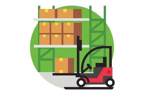 Forklift truck work in warehouse Stock Illustration