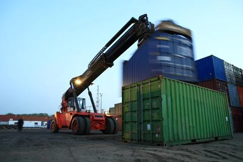Forklift at Twilight Stock Photos