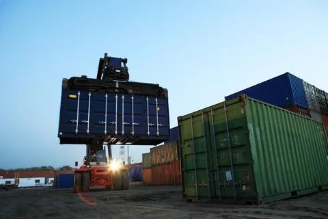 Forklift at Twilight Stock-Fotos