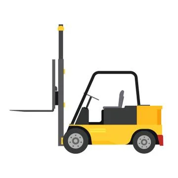 Forklift vector cargo truck side view delivery illustration equipment warehou Stock Illustration