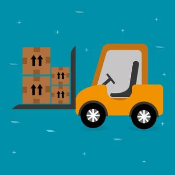 Forklift vehicle with boxes logistic services Illustrazione stock