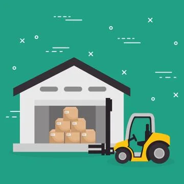 Forklift vehicle with boxes logistic services Stockillustratie