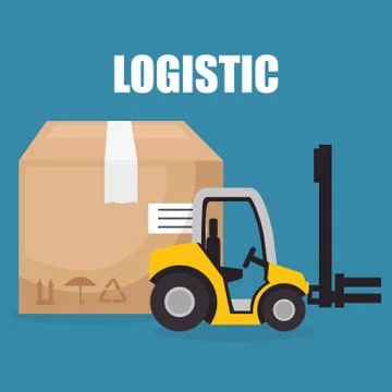 Forklift vehicle with boxes logistic services 스톡 일러스트