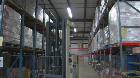 Forklift Warehouse Aisle Boxes Stock Footage 65771911