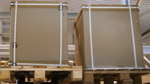 Forklift warehouse boxes storage. Cargo warehouse truck loading boxes Stock Footage 162500299
