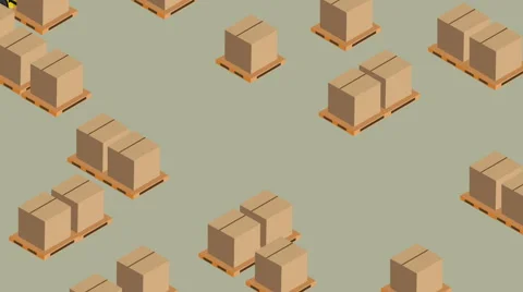 Forklift warehouse package isometric 2 Stock Footage 63217942