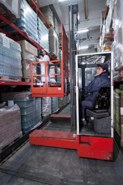 Forklift in a warehouse Stock Photos