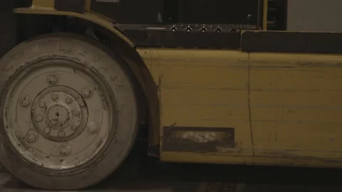 Forklift Wheels In Warehouse Stock Footage 169675666