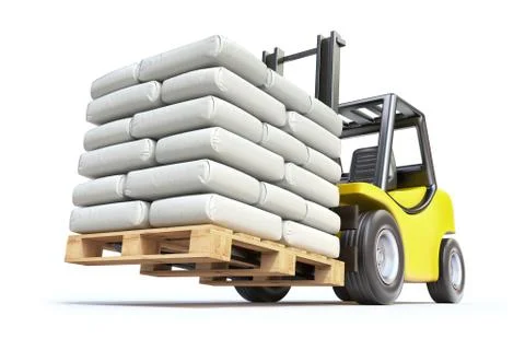 Forklift with white sacks Stock Illustration