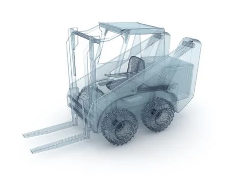 Forklift wire model isolated on white Illustrazione stock