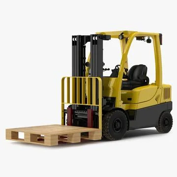 Forklift with Wooden Pallet 3D Model 3D Model