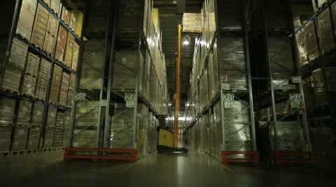 Forklift work in the logistics terminal 4 Stock Footage