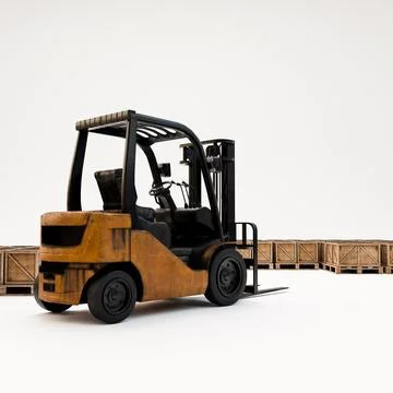 Forklift working on pallets isolated on white background Illustration