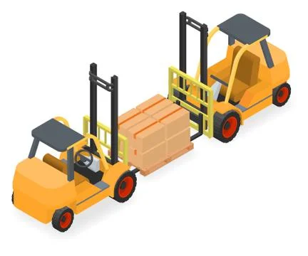 Forklifts elevate the pallet with cardboard boxes Stock Illustration