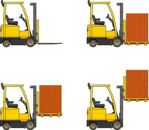 Forklifts. Heavy construction machines. Illustrazione stock